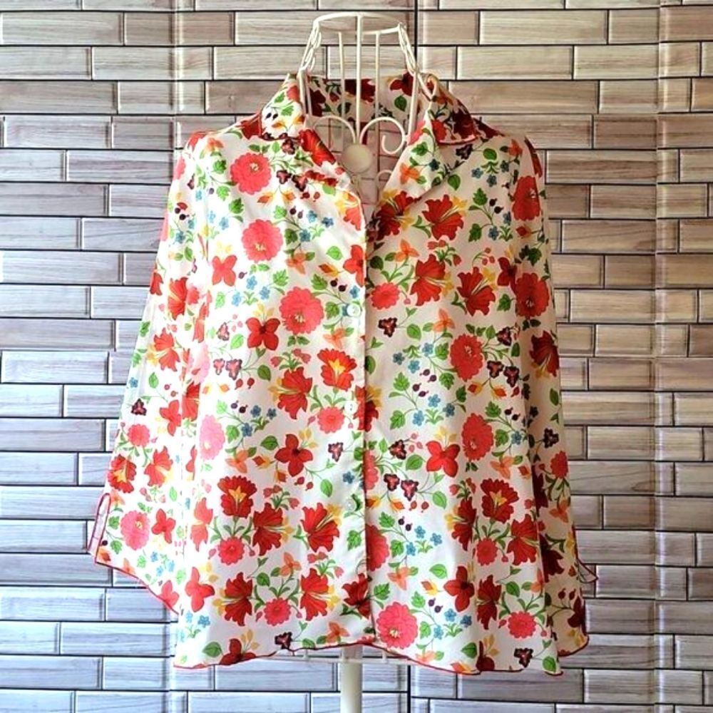 Josie Natori shirt floral print Size M